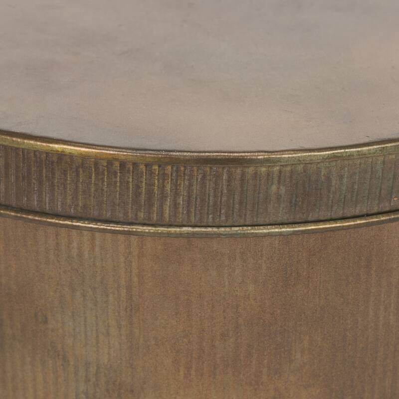 Josephine Round Antique Gold Metal Box (Set of 2) - 14.2L x 14.2W x 5.9H