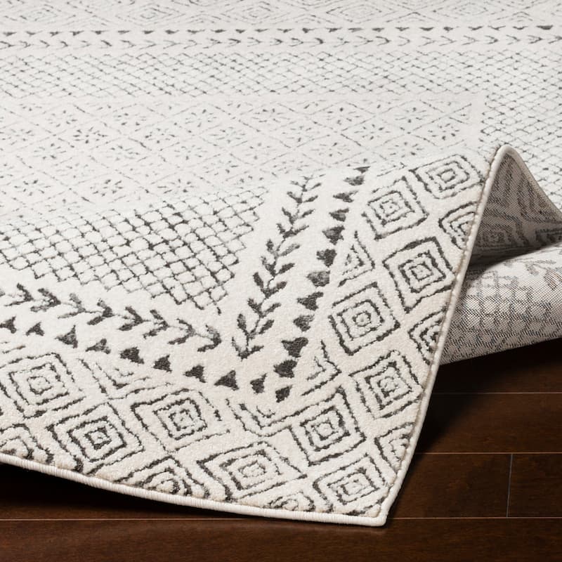 Livabliss Tiffany Grey Bohemian Border Area Rug