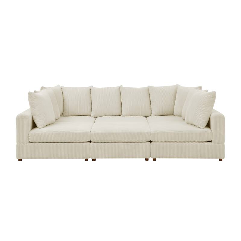 Haven 6 Piece Modular Corduroy Sectional Sofa Fabric Upholstery