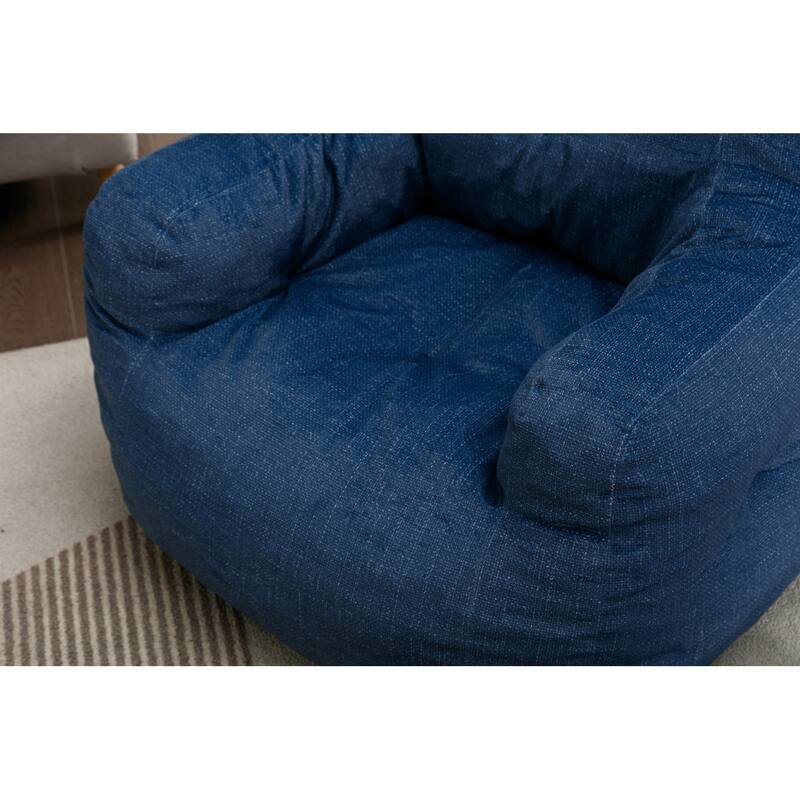 Ivory Soft Velvet Bean Bag Chair with Memory Foam Filling