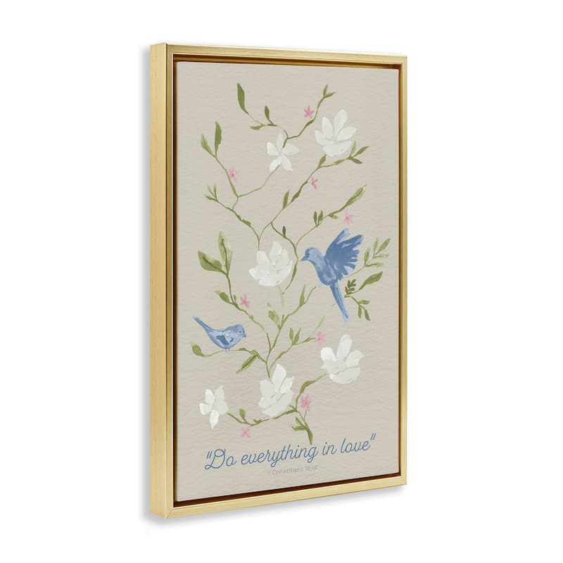 Stupell Floral Do Everything In Love Framed Floater Canvas Wall Art Design By Lucille Price