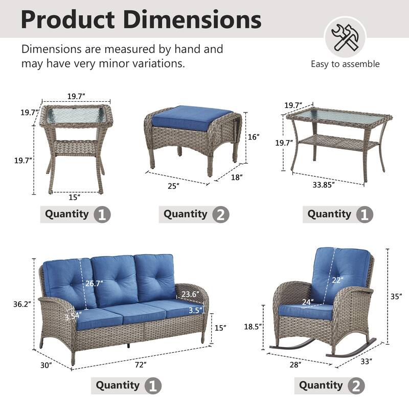 Gymojoy Outdoor Wicker Patio Furniture Sofa Chair Set Weather-Resistant