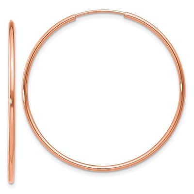 Curata 14k Rose Gold 1.2mm Polished Endless Hoop Earrings - 34.15x34mm Wide 1.25mm Thick