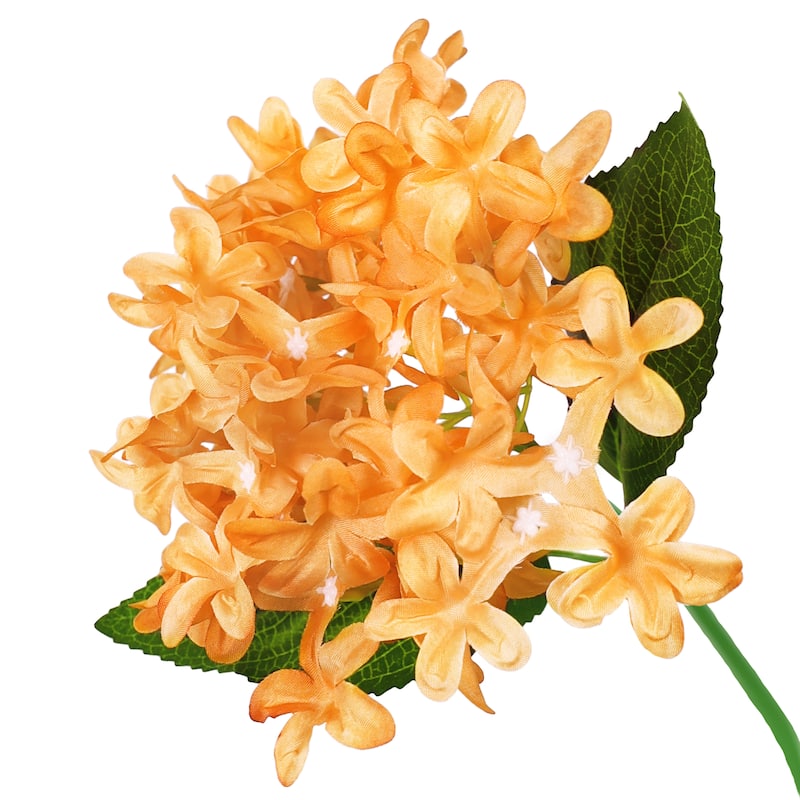 Set of 2 Orange Artificial Star Hydrangea Flower Stem Bush Bouquet 18in - 18" L x 12" W x 12" DP