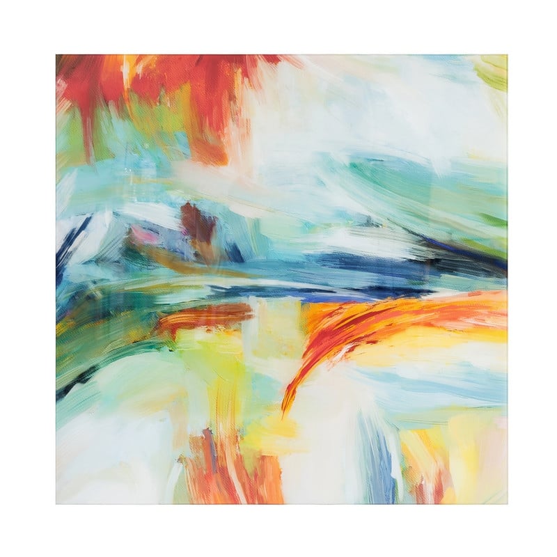 Square Modern Abstract Glass Coffee Table