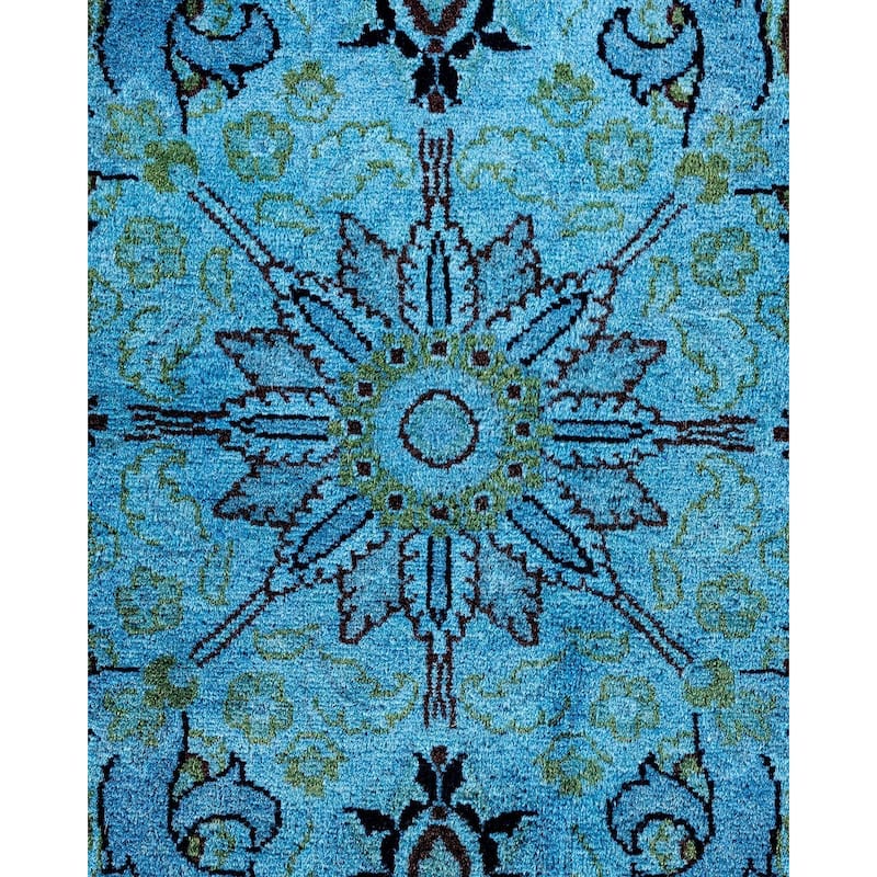 Fine Vibrance, One-of-a-Kind Hand-Knotted Area Rug - Blue, 7' 1" x 7' 1" - 7' 1" x 7' 1"