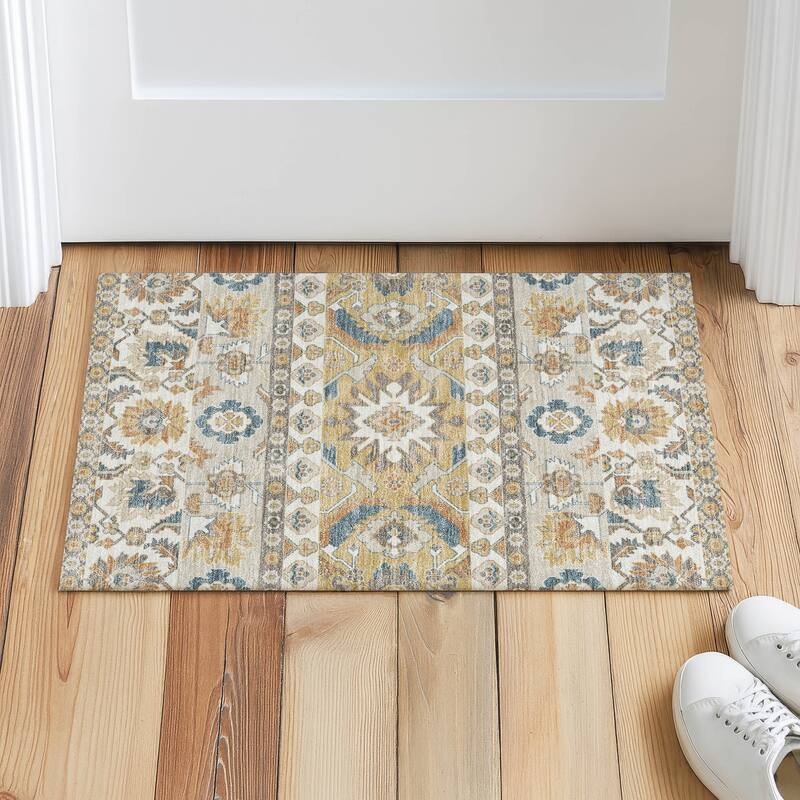 Machine Washable Indoor/ Outdoor Traditional Aspen Chantille Rug