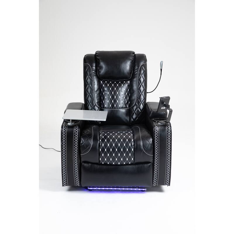 Leather Zero‑Gravity Recliner Chair with Infinite Position, LED & Cup Holders
