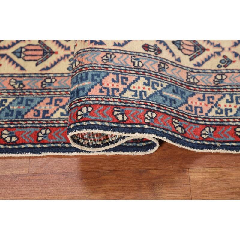 Hand Knotted Oriental 100% Wool Carpet Traditional All-Over Beige & Ivories Kazak Area Rug - 5' 2'' X 3' 5''