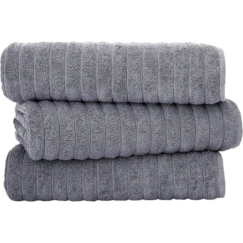 Classic Turkish Towels 100% Turkish Cotton Bath Sheets Plush Ribbed 3 Piece 40x65" - 40x65