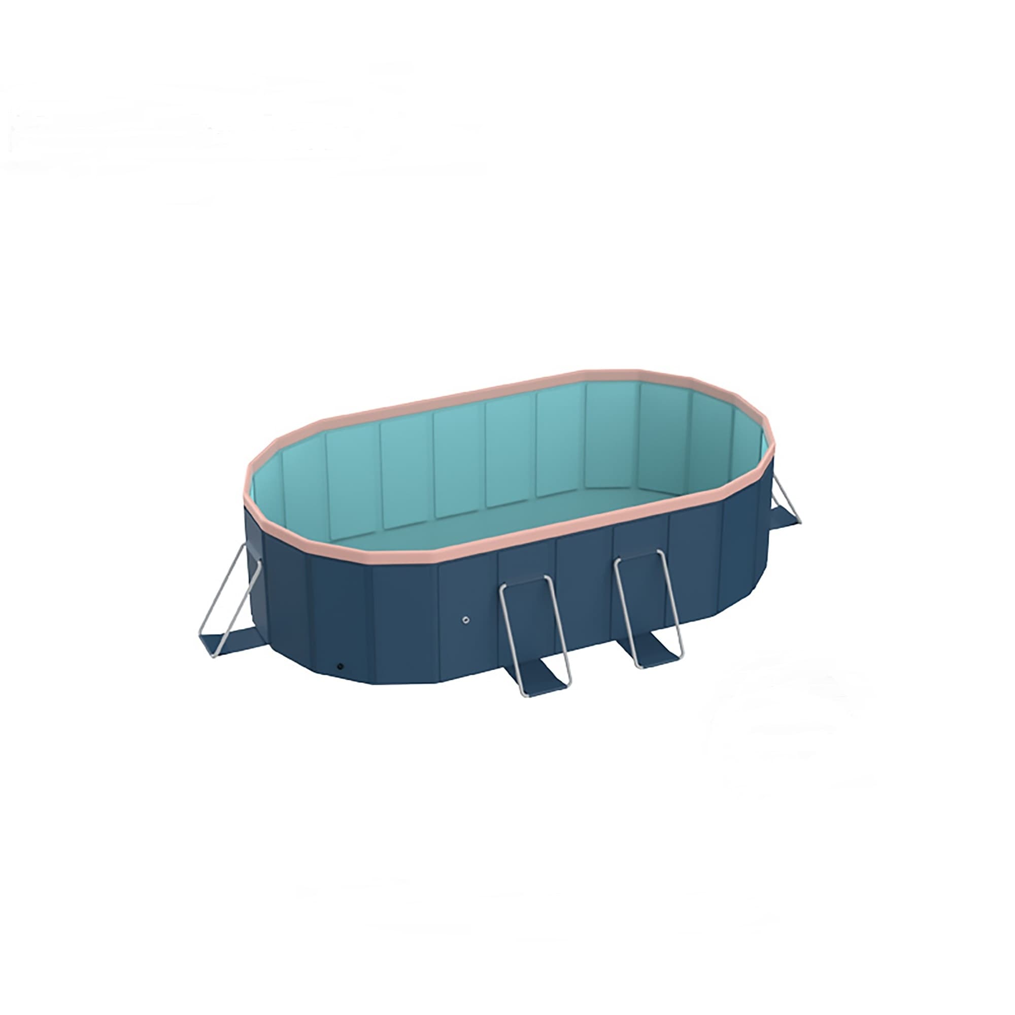 2.1m Oval Free Inflatable Garden Pvc Swimming Pool Dark Blue