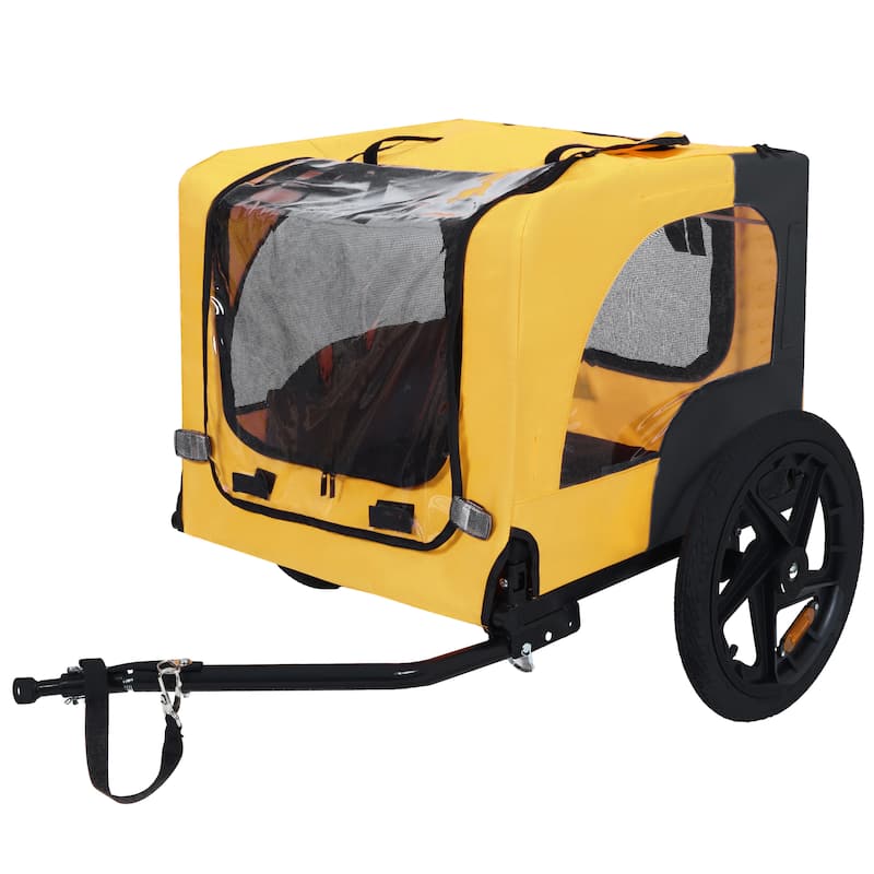Anmytek Pet Bike Trailer Dog Cart for Bicycle, Easy Folding Cart Frame - Yellow