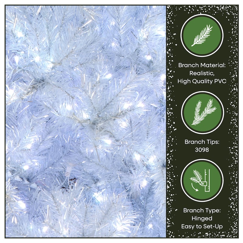 National Tree Company 10 ft. Pre-lit Artificial Christmas Crystal Pine Hinged Tree, 1250 RGB LED Lights- UL - 10 Foot