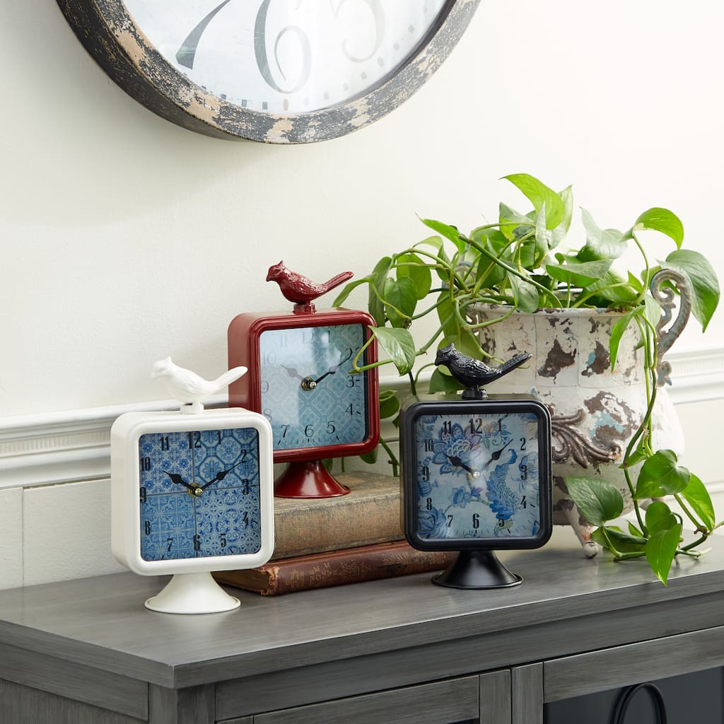 Multi Colored Metal Bird Decorative Clock (Set of 3) - 6 x 3 x 9