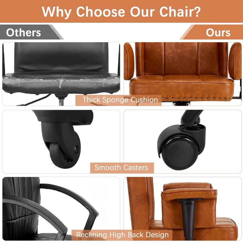 Adjustable Desk Chair Executive Office Chair Computer Chair Ergonomic Mid Back with 360°Swivel Home Office Desk Chair