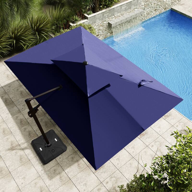 9 x 12 ft Outdoor Double Top Patio Cantilever Umbrella with Base