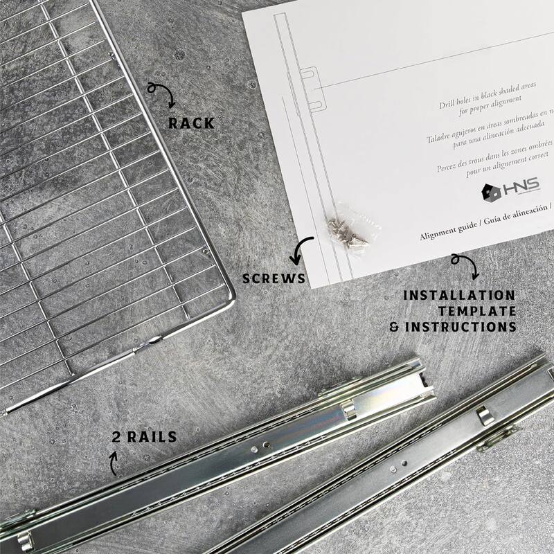 HOLD N' STORAGE Pull Out Cabinet Organizer 24”W x 21”D - Steel Metal cabinet drawers slide out, Chrome Finish