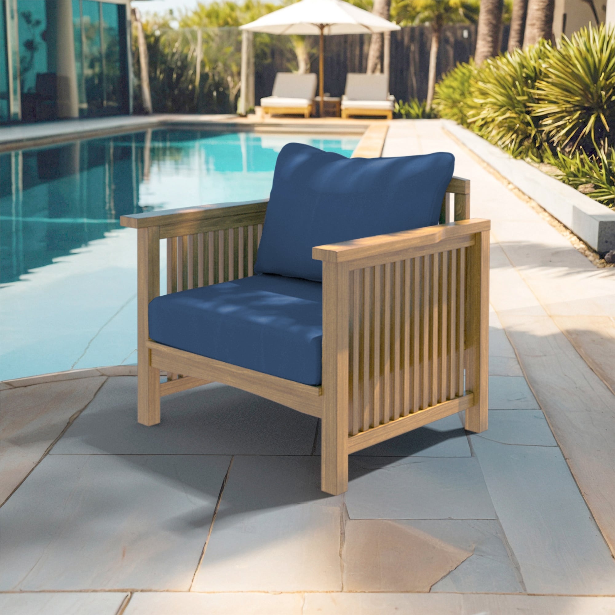 California Umbrella Outdoor Deep Seat Cushion Set, 24" x 48", Sunbrella Fabric, 5.5" Outdoor Rated Memory Foam