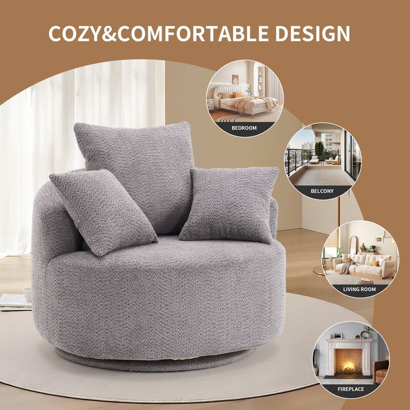 Swivel Compression Chair, Gray, Fabric/Foam/Wood, 39x28x27 inches