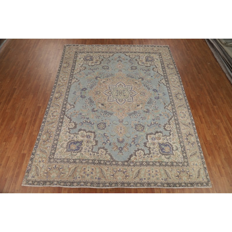 Medallion Tabriz Persian Vintage Rug Oriental Handmade Wool Carpet - 9'3" x 12'4"