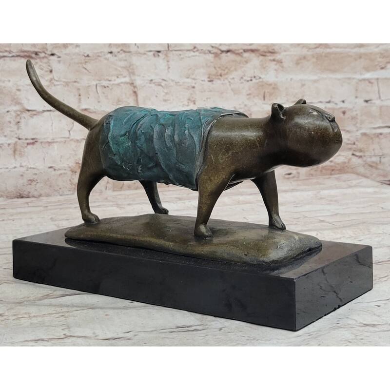 Special Patina Chubby Imitative Cat Feline By Botero Genuine Bronze Sculpture Figurine