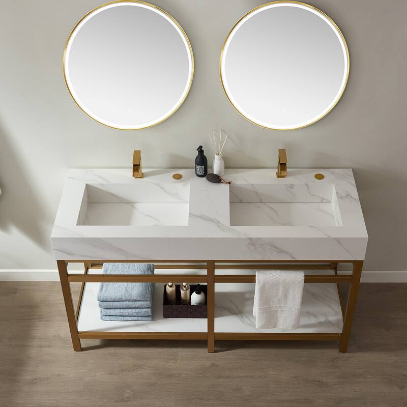 Bilbao 72" Vanity ,stainless steel bracket and Countertop,Mirror