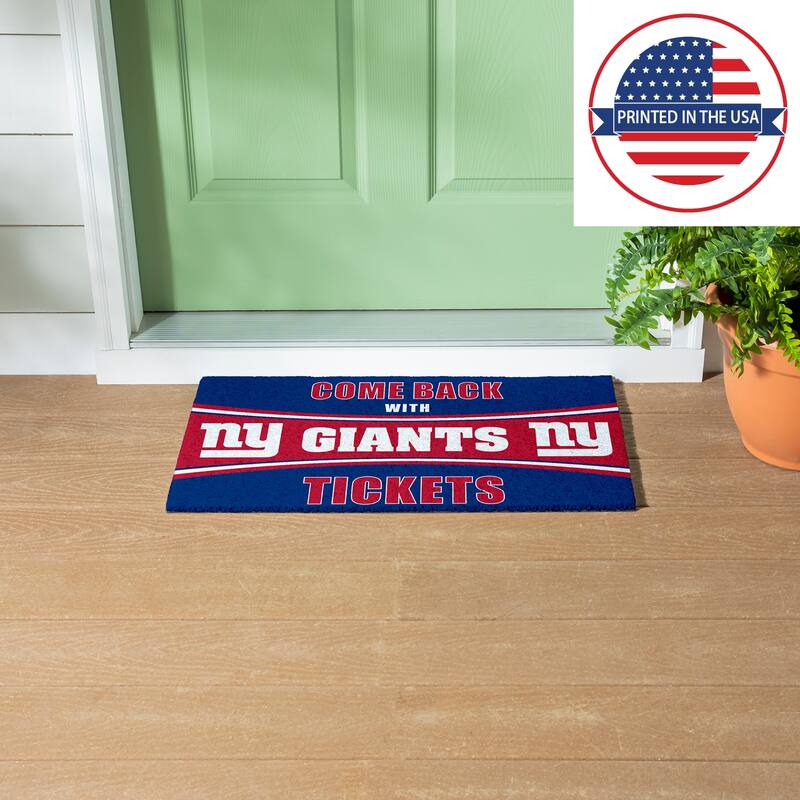 New York Giants 28 in. x 16 in. PVC "Come Back With Tickets" Trapper Door Mat