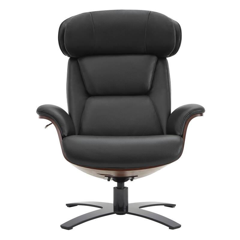 Spruce & Spring Leon Swivel Recliner Chair with Ottoman Set and Adjustable Headrest