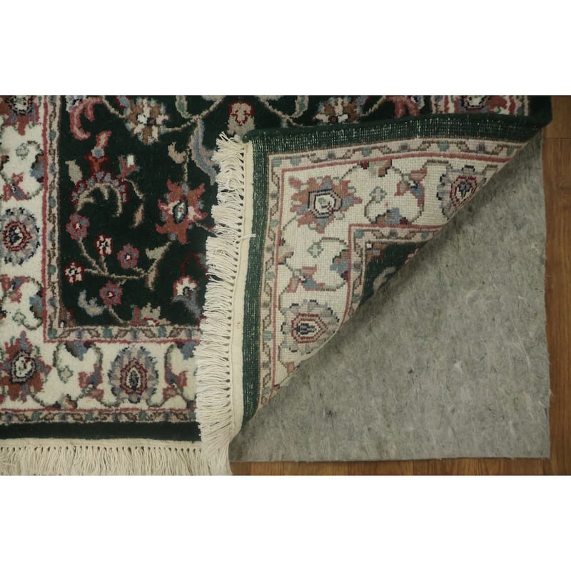 Hand Knotted Oriental 100% Wool Carpet Traditional All-Over Green Kashan Runner Rug - 8' 1'' X 2' 6''