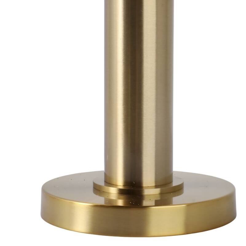 Metal Fabric Table Lamp Drum Shade Modern Glam Living Room - 27" Gold - 15" x 15" x 25"