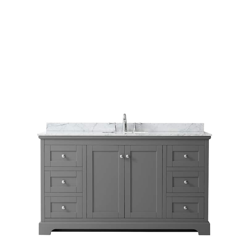 Avery 60-inch Single Vanity, Marble Top, Oval Sink, No Mirror