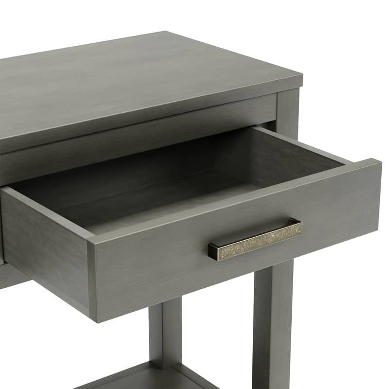 62.2" Modern Farmhouse Console Table with 3 Drawers & Open Shelf