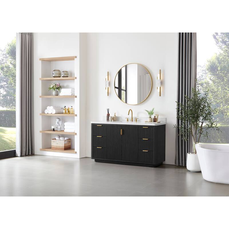 Cadiz Bath Vanity with Composite Stone Top and Mirror