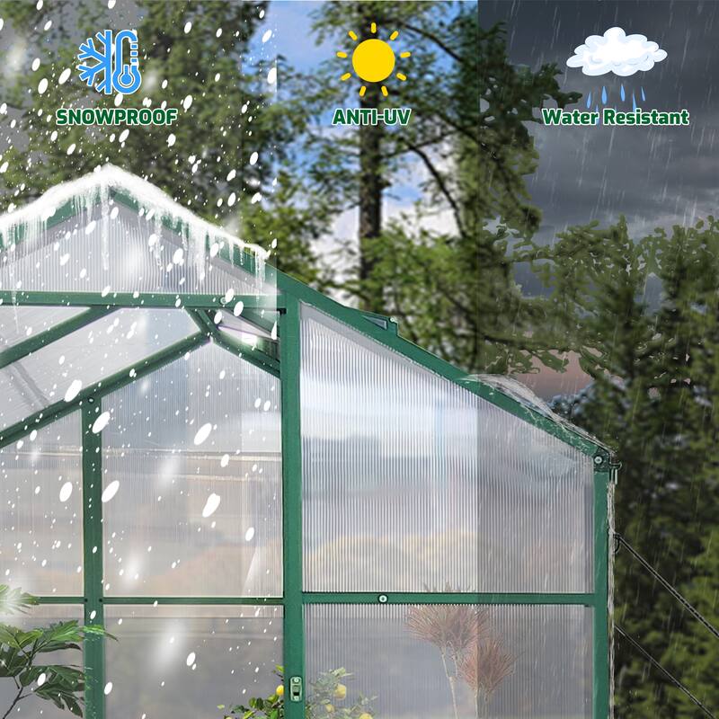 Greenhouse Shed Polycarbonate Plant Shed with UV Protection Garden Shed, Rust-resistant Powder-coated