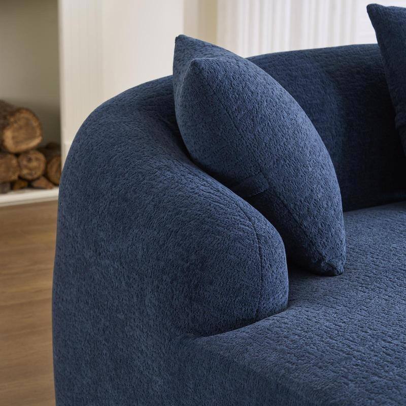 Modern Plush Gray Chenille L-Shaped Sectional Sofa with Curved Chaise