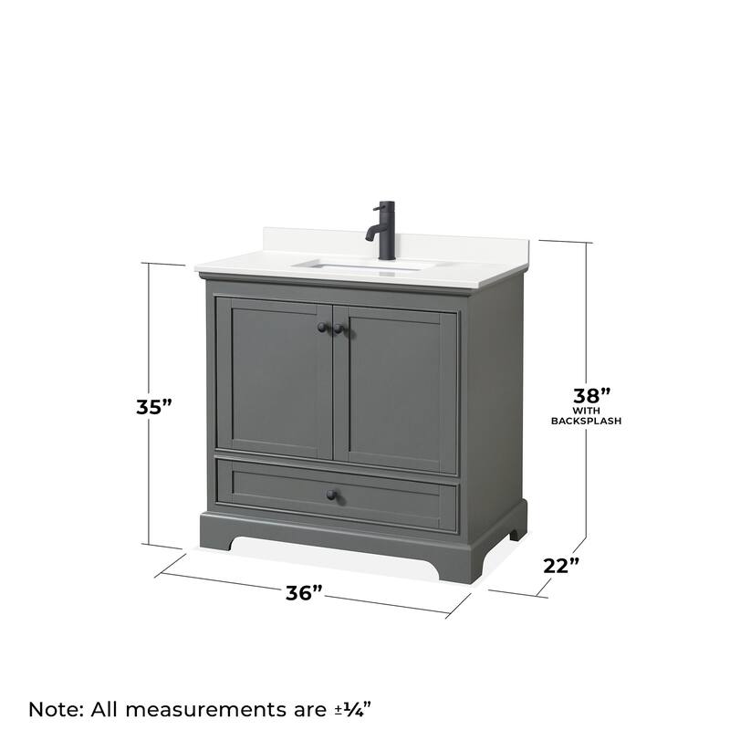 Wyndham Collection WCS202036S-QTZ-UNSMXX Deborah 36" Free Standing