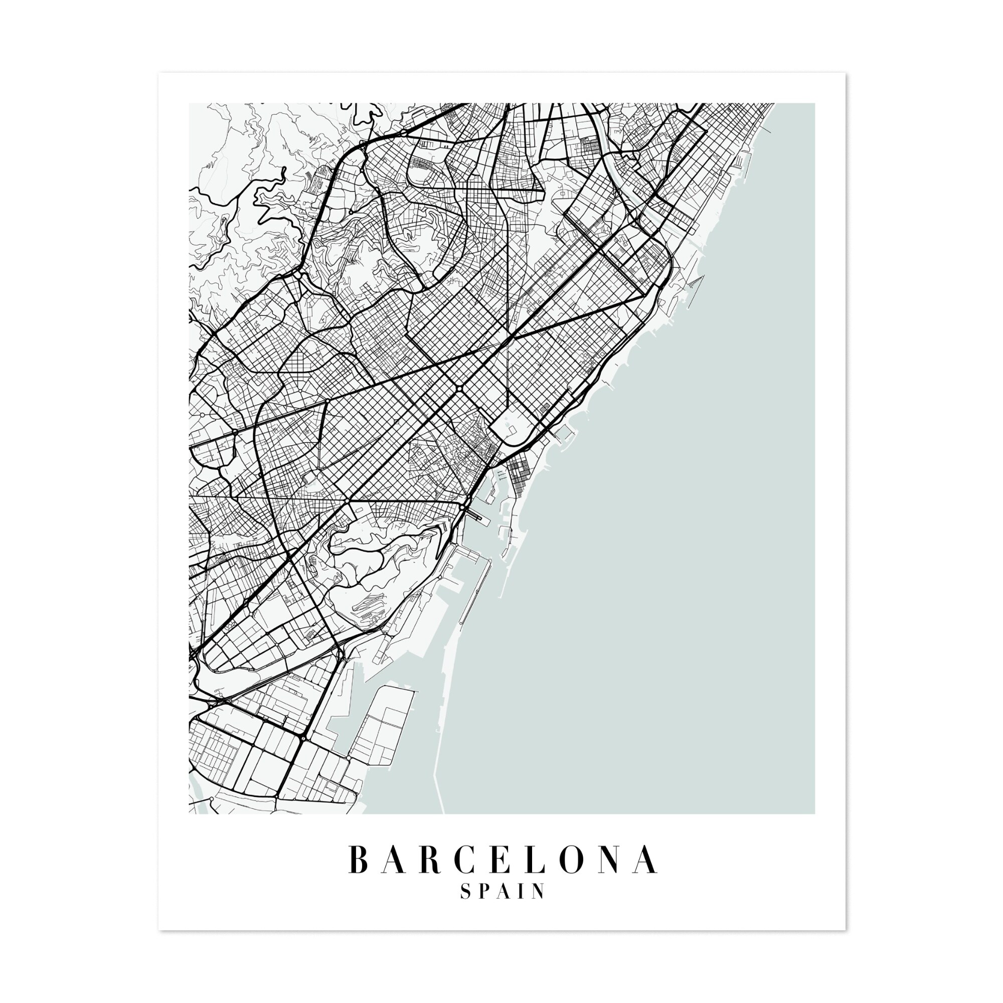 Shop Barcelona Spain Maps Minimal Unframed Wall Art Print Poster Overstock 31231303