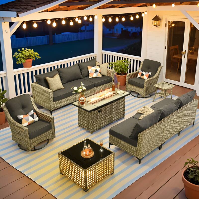 XIZZI 11-Piece Outdoor Wicker Patio Furniture Conversation Set