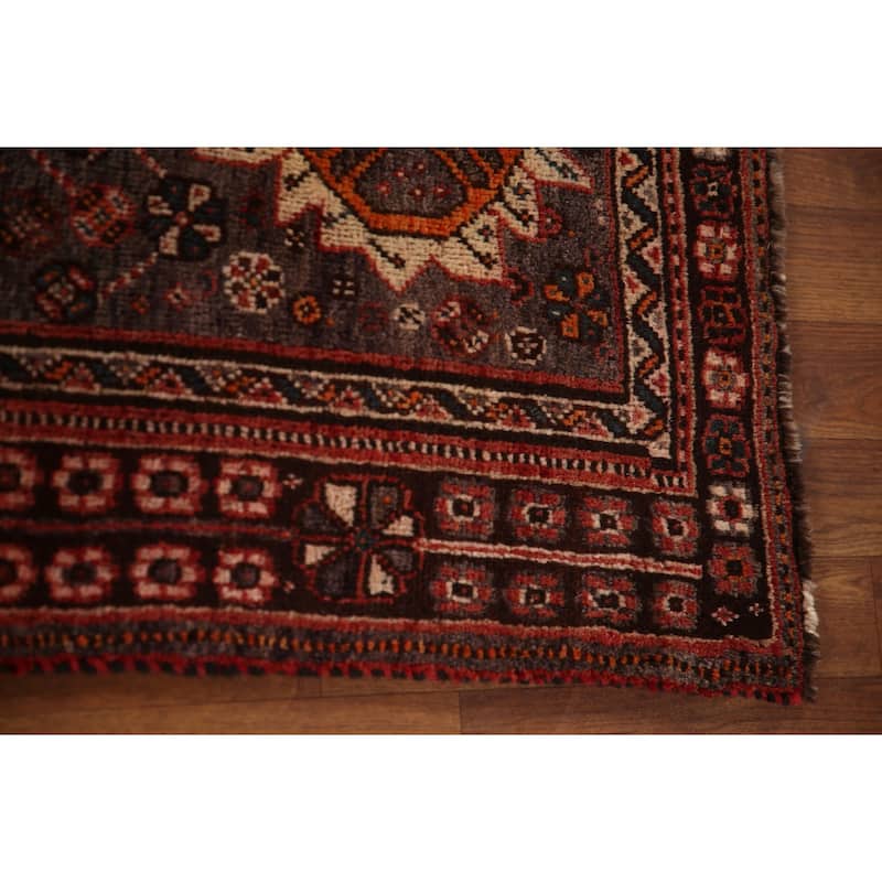 Tribal Qashqai Persian Vintage Area Rug Hand-Knotted Wool Carpet - 5'4"x 8'8"