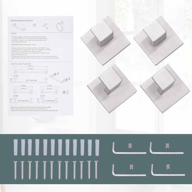 WOWOW J-Hook Wall Mount Robe/Towel Hook 4PCS