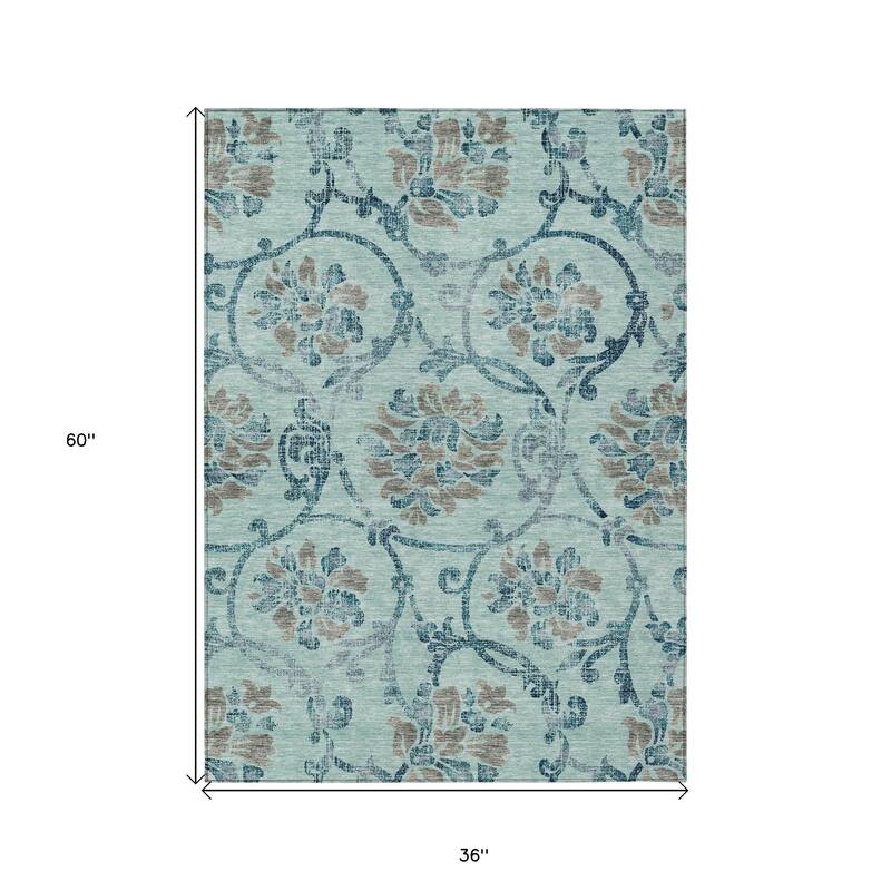 HomeRoots Floral Traditional Rectangle Outdoor Rug