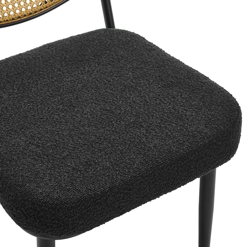 Upholstered Rattan Dining Chairs Set of 2 Side Chair - 33.86"H x 18.9"W x 22.83"D