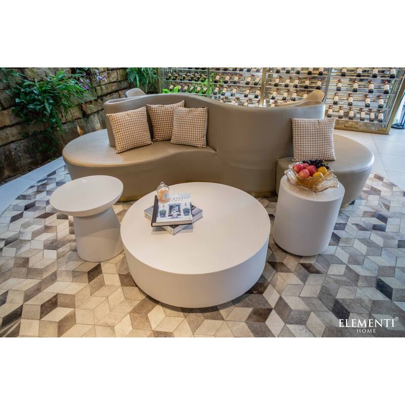 Elementi Home Rome 40" Round Concrete Coffee Table
