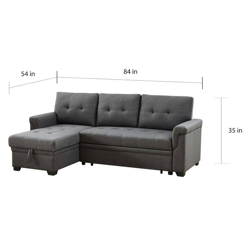 Copper Grove Perreux Linen Reversible Sleeper Sectional Sofa