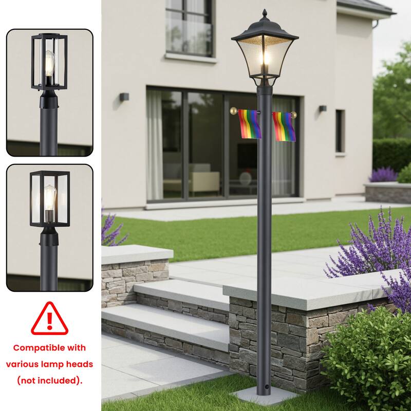 C Cattleya 84" Matte Black Aluminum Outdoor Pole, Direct Burial for Post Lamp Head