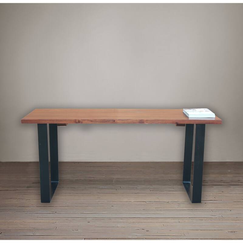 Solid Rectangular Wooden Bench - 40" - Chestnut Brown and Black