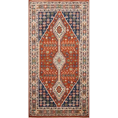 Hand Knotted Oriental 100% Wool Carpet Traditional Geometric Oranges & Rust Heriz (serapi) Area Rug - 5' 4'' X 2' 11''