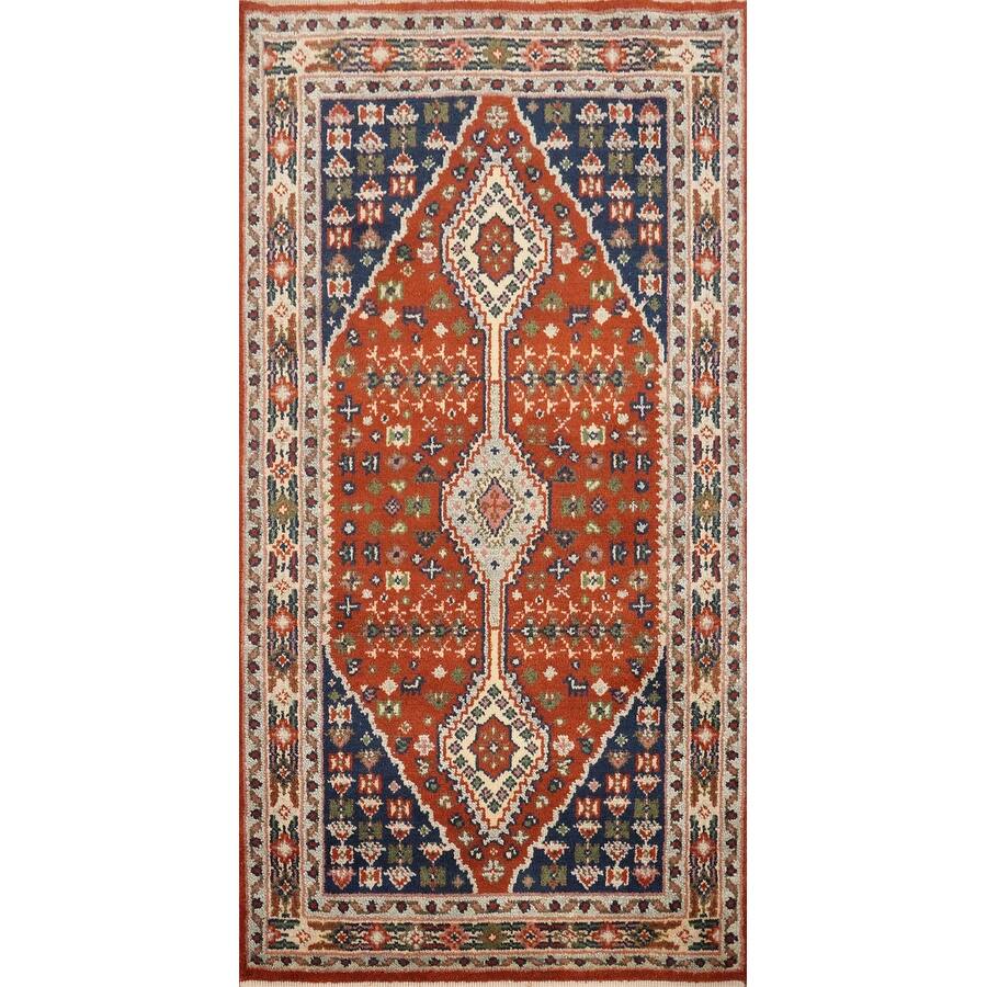 Hand Knotted Oriental 100% Wool Carpet Traditional Geometric Oranges & Rust Heriz (serapi) Area Rug - 5' 4'' X 2' 11''