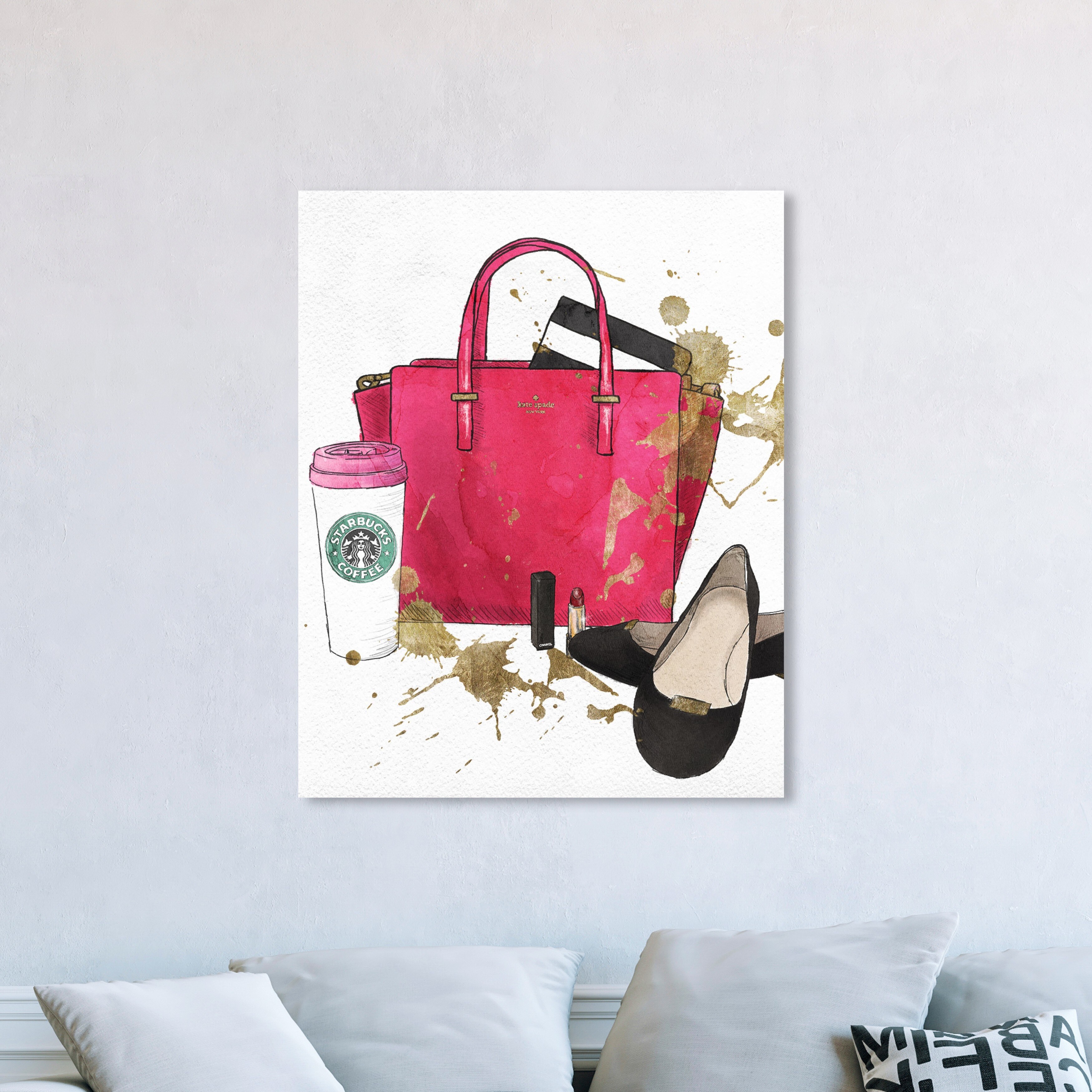 Chanel Handbag Starbucks Cup Fashion Wall Art Print