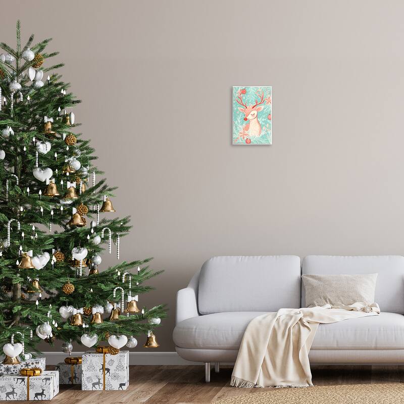 Stupell Pink & Blue Vintage Reindeer Wall Plaque Art Design By Arlington Prints